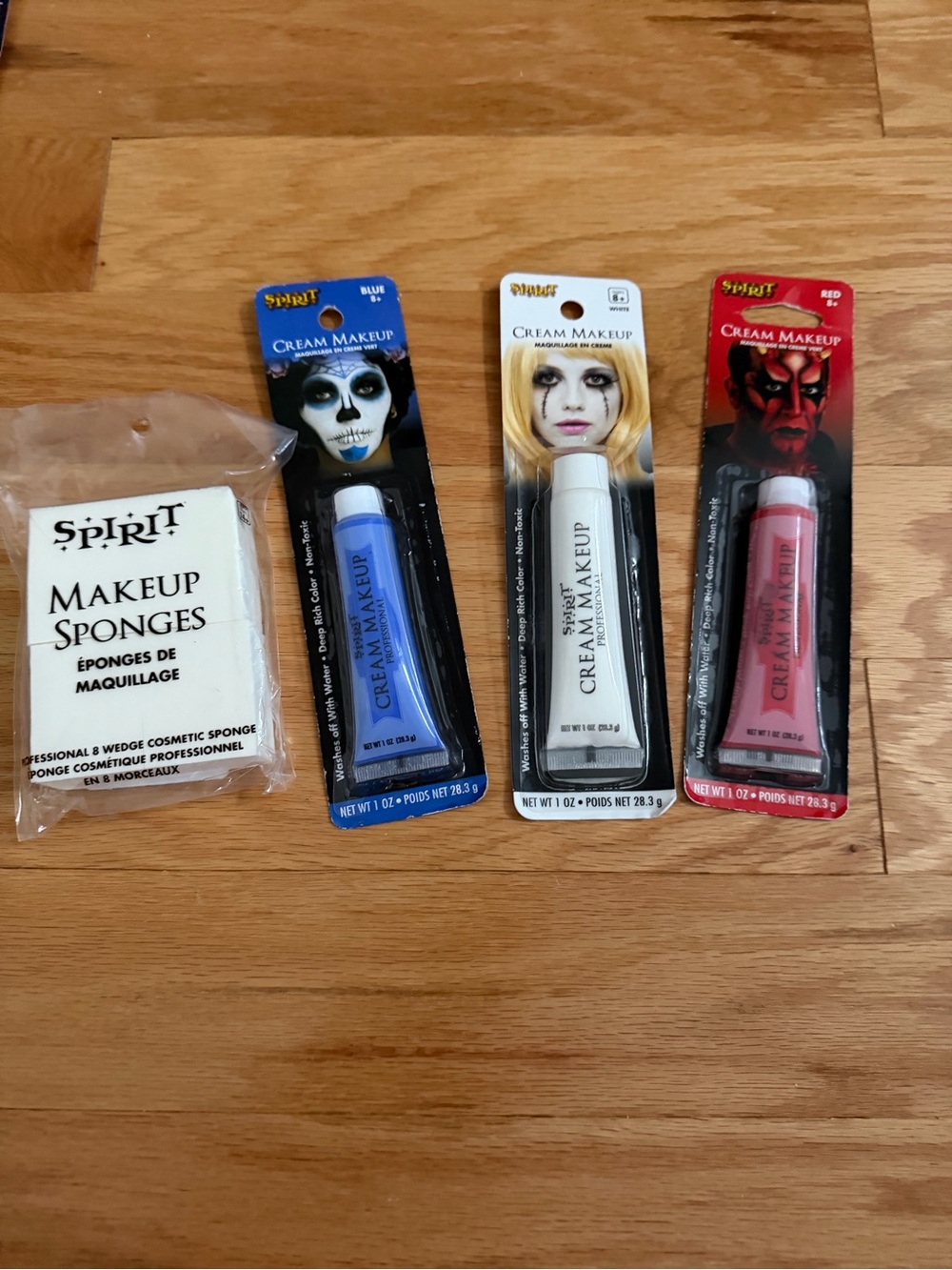 Spirit Cream Makeup Set - Blue, White, Red with Makeup Sponges
